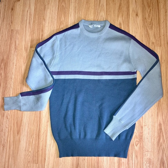 Vintage 90s Racing Stripe Wool Sweater Large Skater Grunge Alternative Style - Picture 5 of 8